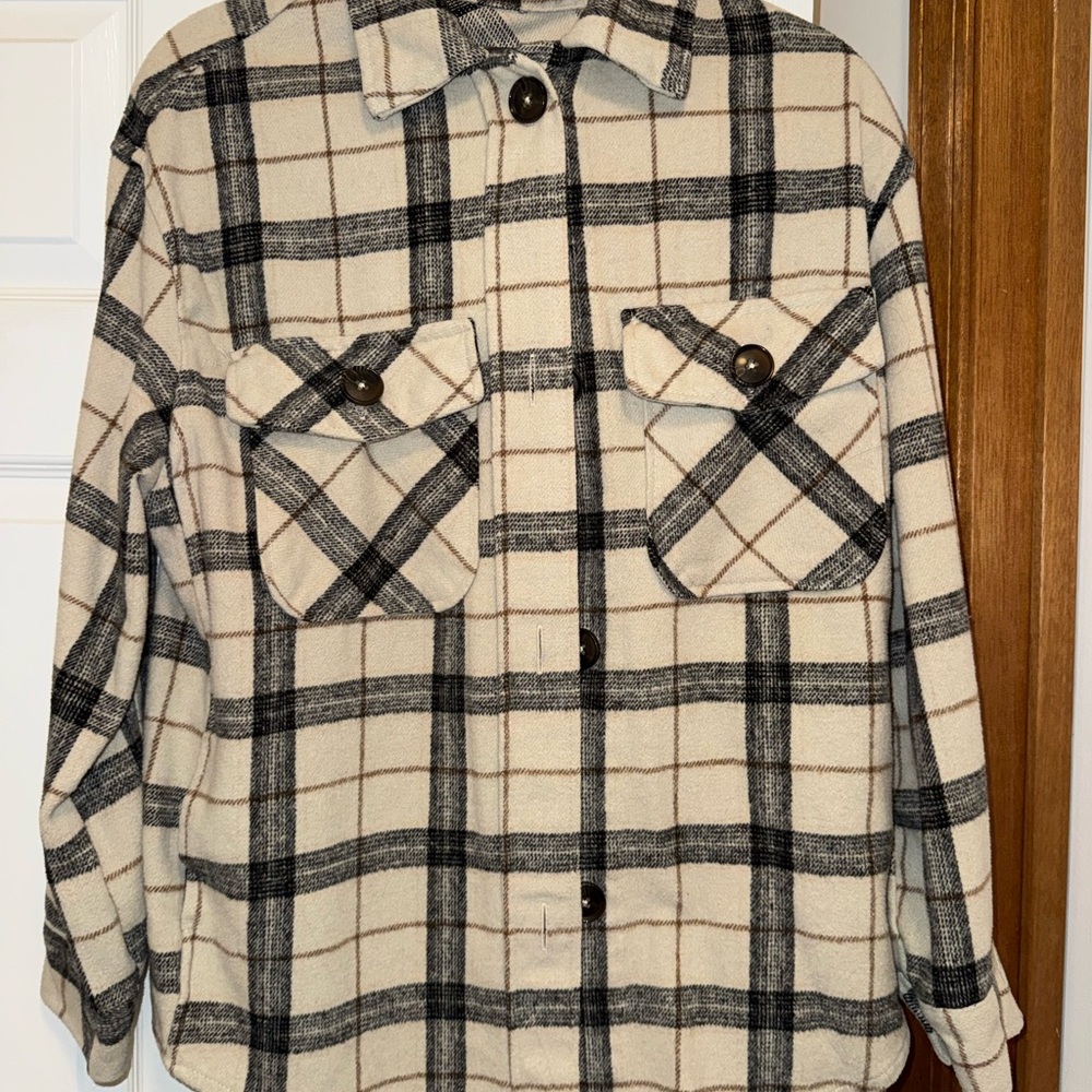 Plaid Button-Up Shirt Jacket